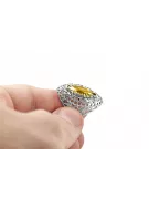 Кольцо Винтаж Желтый перидот Стерлинговое серебро 925 пробы vrc090s